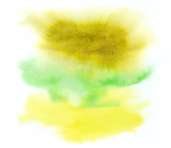 Abstract Yellow Green Watercolor Isolated White Background Hand Drawn Watercolour — Stock Photo, Image