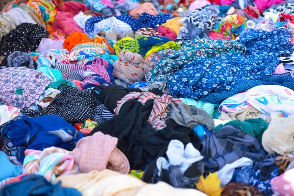 Des Vêtements Occasion Différents Tissus Fond Textile — Photo