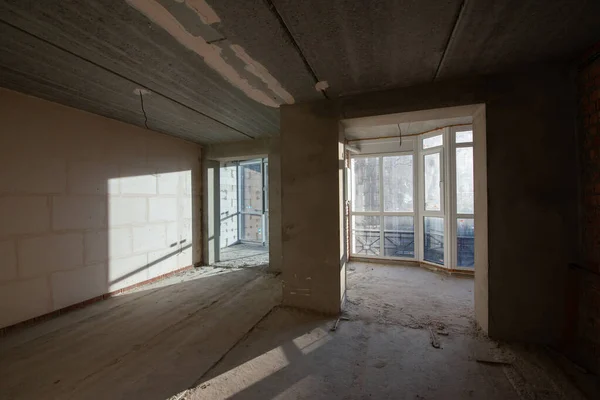 Пустые Большие Квартиры После Строителей Ремонта Начинайте Ремонт Новый Дом — стоковое фото