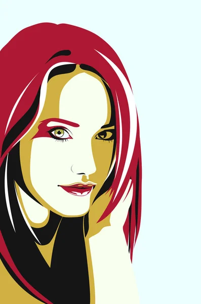 Fashion Illustration Beautiful Female Face Vector Young Stylish Woman Perfect — Stock Photo, Image