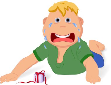 Küçük bir çocuk onun hediye ile mutlu değil
