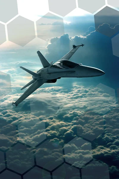 Blick Auf Einen Kampfjet Über Den Wolken — Stockfoto