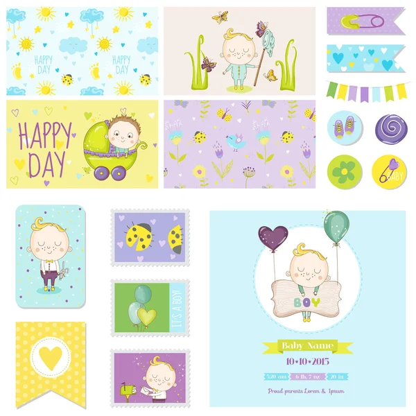 Baby Shower Set bambino - per la decorazione del partito, Baby Shower, album, compleanno - in vettore — Vettoriale Stock