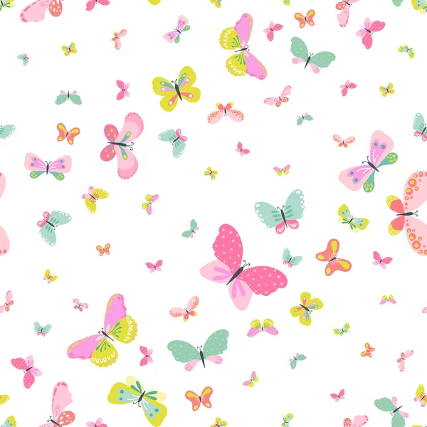 Colorful Seamless Background with Butterflies - for Scrapbooking, Celebration, Birthday, Design - in vector — Stock Vector
