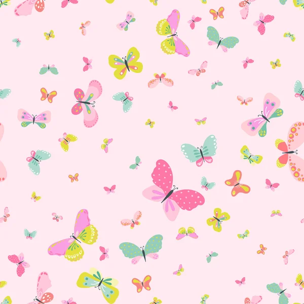 Colorful Seamless Background with Butterflies - for Scrapbooking, Celebration, Birthday, Design - in vector Stock Illustration
