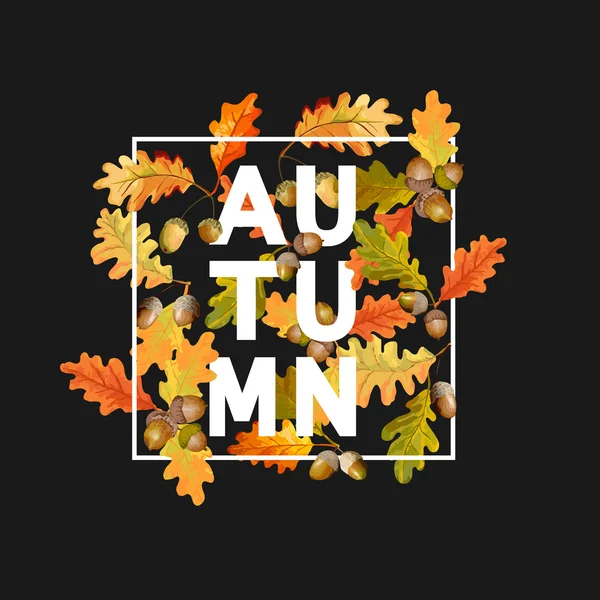 Colorido otoño deja fondo. Diseño Floral Banner en Vector. Camiseta Fashion Graphic . — Archivo Imágenes Vectoriales