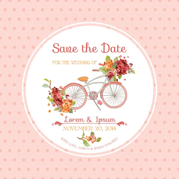 Tarjeta de invitación o felicitación - para la boda, Baby Shower - Vintage Hortensia Floral Theme - en Vector — Vector de stock