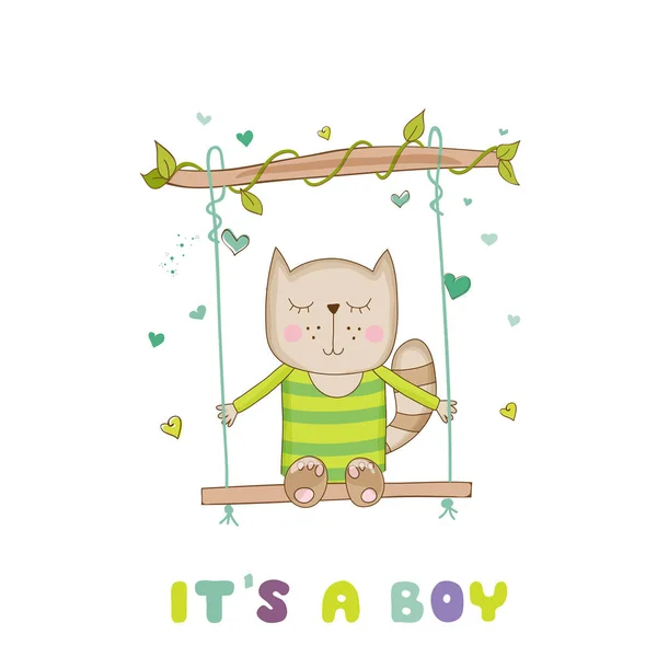 Baby Shower o tarjeta de llegada - Baby Cat - en vector — Vector de stock