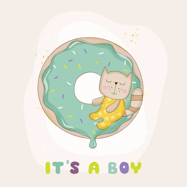 Baby Shower o tarjeta de llegada - Baby Cat - en vector — Vector de stock