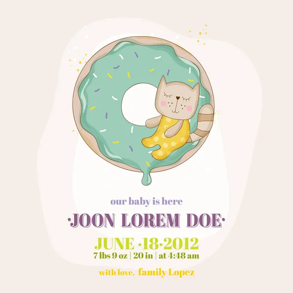 Baby Shower หรือบัตรมาถึง Baby Cat ในเวกเตอร์ — ภาพเวกเตอร์สต็อก