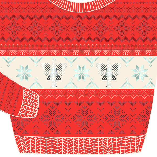 Karácsonyi díszítő pulóver kártya - csúnya fél pulóver - ban vektor — Stock Vector