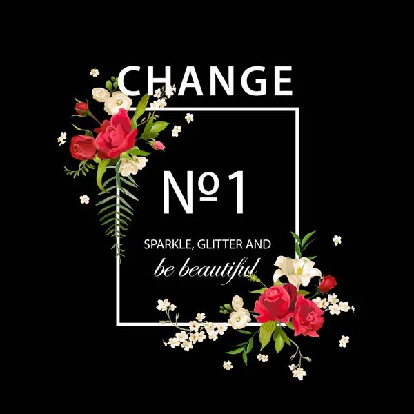 Rose florale et Lily Graphic Design pour t-shirt, mode, imprimés vectoriels — Image vectorielle