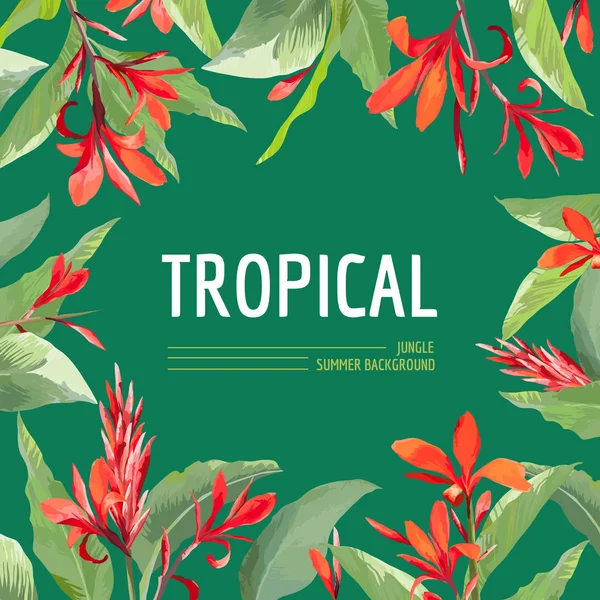 Vintage Tropical Leaves and Flowers Design Gráfico para T-shirt, Moda, Impressões em Vetor — Vetor de Stock