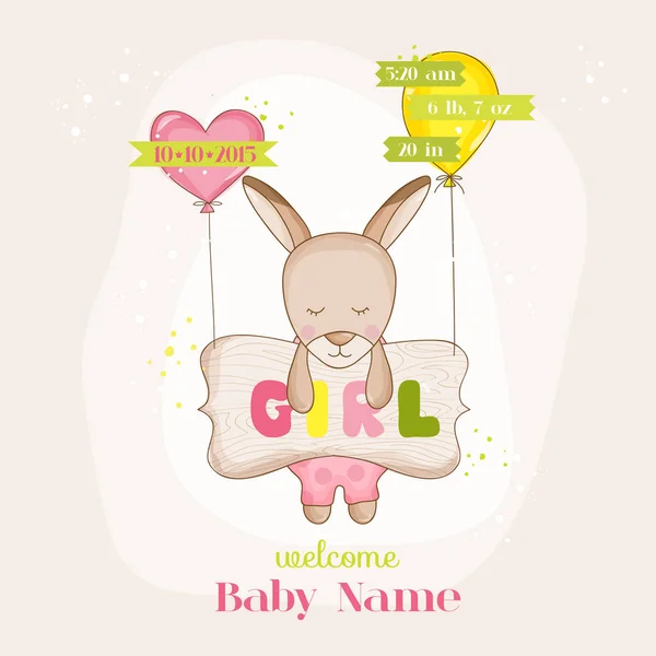 Baby Girl Canguru com balões - Chuveiro de bebê ou cartão de chegada - no vetor —  Vetores de Stock