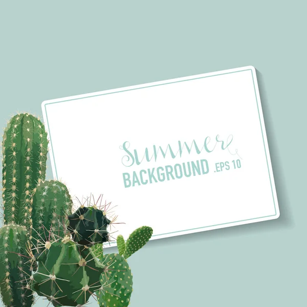 Tropische Cactus zomer achtergrond. Exotische grafische kaart Design in Vector — Stockvector
