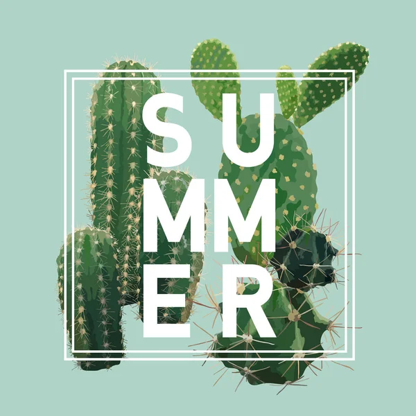 Vintage tropischen Sommer Kaktus Grafik-Design für T-Shirt, Mode, Drucke in Vektor — Stockvektor
