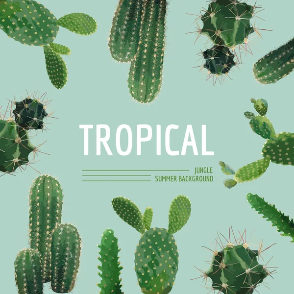 Vintage Tropical Summer Cactus Diseño Gráfico para Camisetas, Moda, Estampados en Vector — Vector de stock