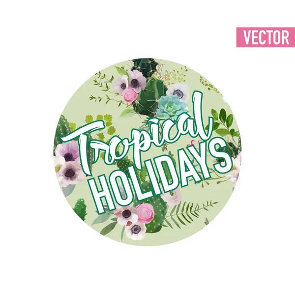 Vintage tropikal yaz kaktüs grafik tasarım vektör T gömlek, moda, parmak izi — Stok Vektör