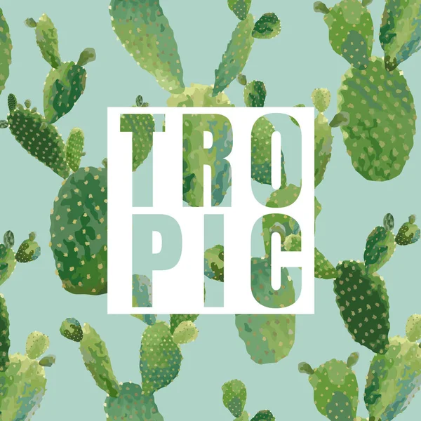 Vintage Tropical Summer Cactus Diseño Gráfico para Camisetas, Moda, Estampados en Vector — Vector de stock