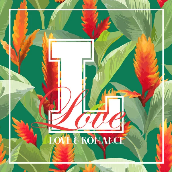 Vintage Tropical Leaves and Flowers Graphic Design per maglietta, moda, stampe in vettoriale — Vettoriale Stock