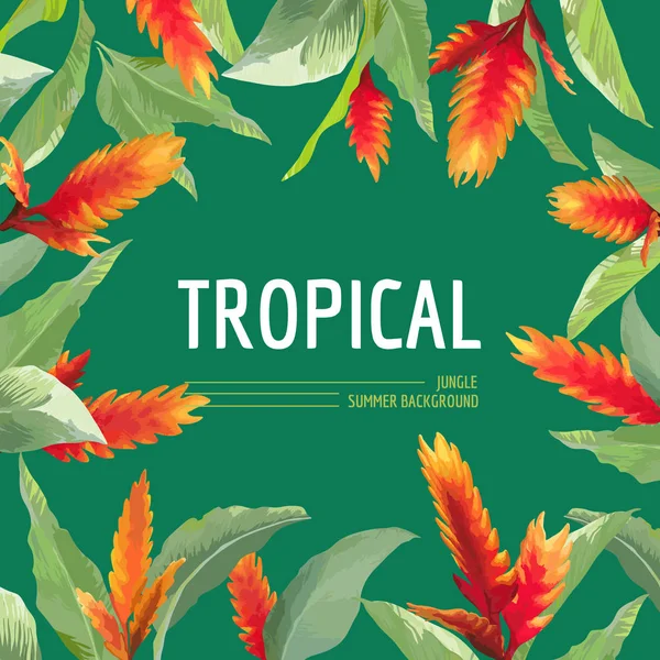 Vintage tropischen Blättern und Blumen Grafik-Design für T-Shirt, Mode, Drucke in Vektor — Stockvektor