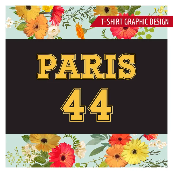 Vintage lato i wiosna kwiaty projektowania graficznego dla T shirt, moda, wydruki w wektor — Wektor stockowy