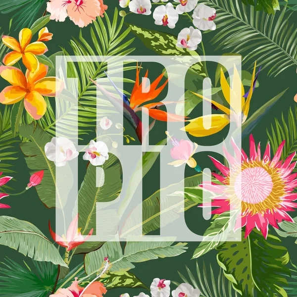 Tropical Vector Floral Summer Graphic. Para Fondos de Pantalla, Fondos, Texturas Textil Tarjetas — Archivo Imágenes Vectoriales