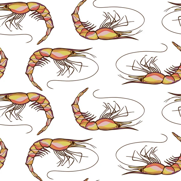 Seamless Shrimps Background Pattern in Vector — Stock Vector