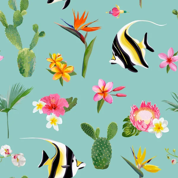 Tropical Seamless Vector Floral Summer Pattern. Pour Fonds d'écran, milieux, textures, textiles, cartes . — Image vectorielle