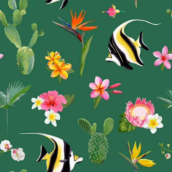 Tropical Seamless Vector Floral Summer Pattern. Pour Fonds d'écran, milieux, textures, textiles, cartes . — Image vectorielle