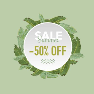 Yaz Satılık tropikal afiş, indirim Poster, moda satış, Pazar teklif için Palms.