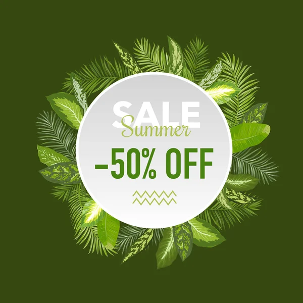 Venda de verão Tropical Palm Leaves Banner, para Poster de Desconto, Venda de Moda, Oferta de Mercado — Vetor de Stock