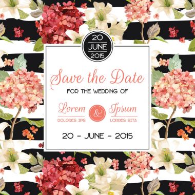 Çiçek kartı suluboya tarzında. HORTENSIA çiçek