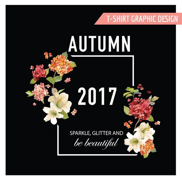 Vintage herfst en zomer bloemen afbeelding — Stockvector