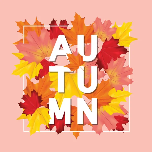 Carte ou bannière colorée avec feuilles d'automne dans le vecteur avec place pour le texte — Image vectorielle