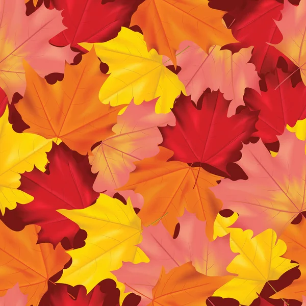 Seamless Colorful Autumn Leaves Background Pattern in Vector — Stock Vector