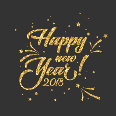 Mutlu yeni yıl altın Glitter tebrik kartı davetiye, broşür, poster, afiş, takvim vektör için