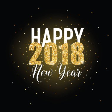 Mutlu yeni yıl altın Glitter tebrik kartı davetiye, broşür, poster, afiş, takvim vektör için