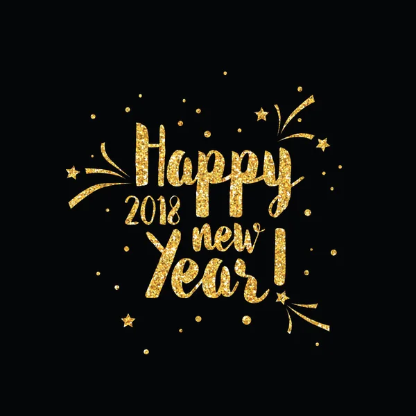 Feliz Año Nuevo Golden Glitter Tarjeta de felicitación para su invitación, Folleto, Carteles, Banners, Calendario en vector — Vector de stock