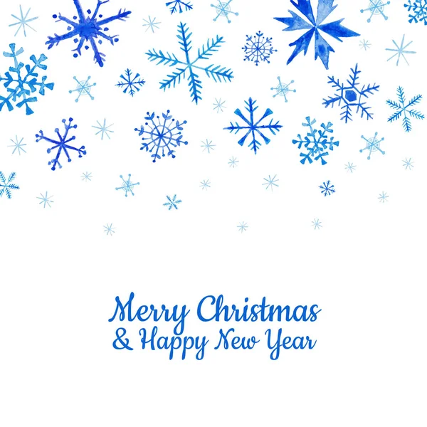 Ακουαρέλα νιφάδες χιονιού ευτυχισμένο νέο έτος ευχετήρια κάρτα για σας πρόσκληση, Banner, ημερολόγιο στο διάνυσμα — Διανυσματικό Αρχείο
