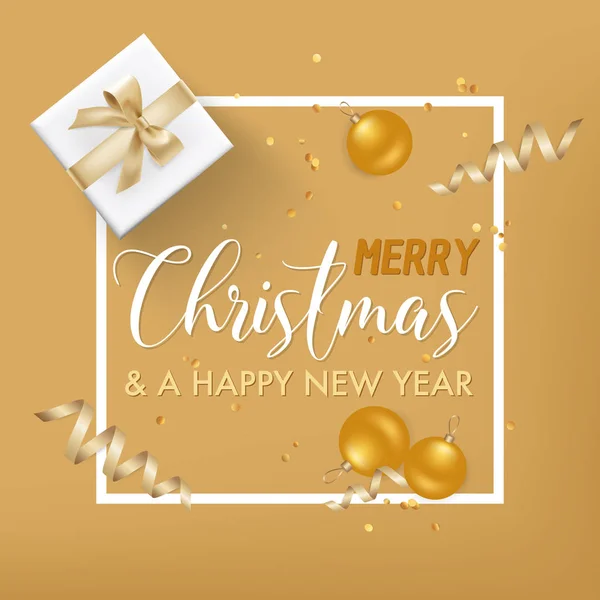 Merry Christmas Golden Glitter Background for your Greetings Card, Flyers, Invitation, Brochure, Posters, Banners, Calendar in vector — Stock Vector
