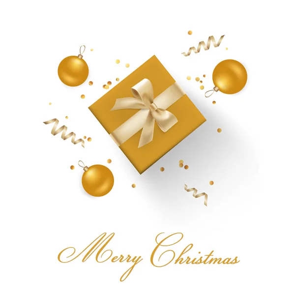 メリー クリスマス、グリーティング カード、チラシ、招待状、パンフレット、ポスター、バナー、ベクトルでカレンダーの黄金キラキラ背景 — ストックベクタ