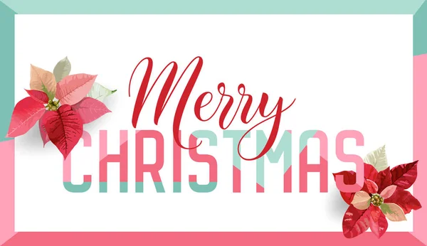 Kerst Winter Poinsettia Flower Banner, grafische achtergrond, Floral December uitnodiging, Flyer of Card. moderne voorpagina in Vector — Stockvector