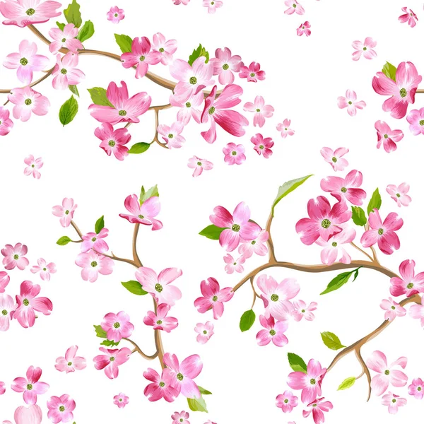 Blooming Spring Flowers Pattern Background. Seamless Fashion Print in vector — Stock Vector