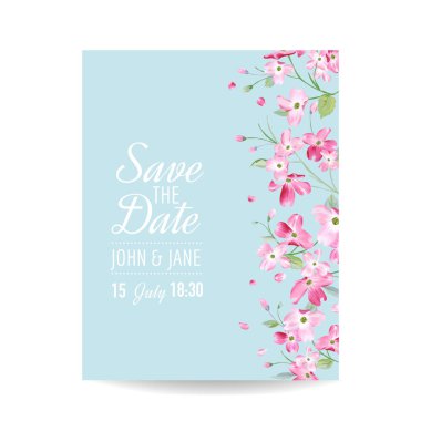 Düğün davetiyesi bahar kiraz çiçekleri