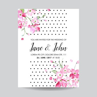 Düğün davetiyesi bahar kiraz çiçekleri