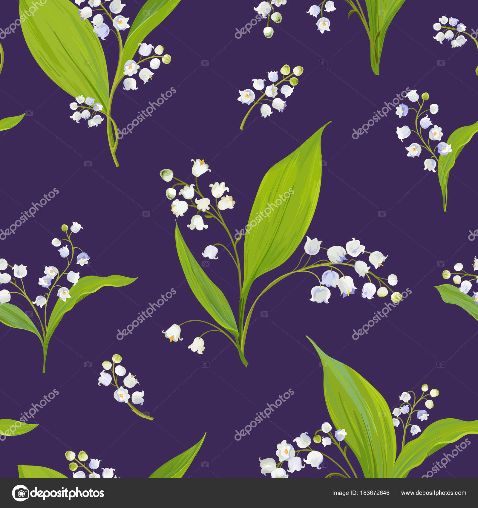 Floral Seamless Pattern With Watercolor Lily Of The Valley Spring