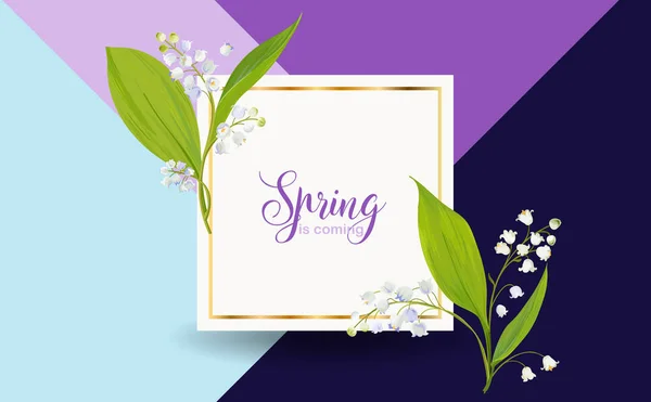 Floral voorjaar ontwerpsjabloon voor kaart verkoop Banner, Poster, plakkaat, Cover, T-shirt Print. Achtergrond met lelie bloemen. Vectorillustratie — Stockvector
