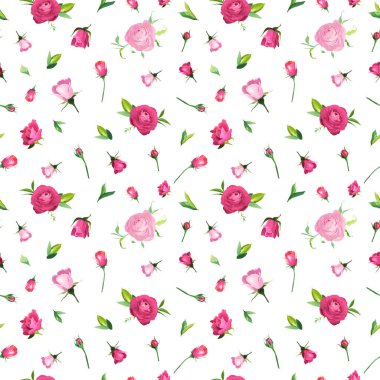 Yaz çiçek Seamless Modeli pembe Güllü. Çiçekli kumaş Tekstil, duvar kağıdı, ambalaj kağıdı ve dekor için botanik arka plan. Vektör çizim