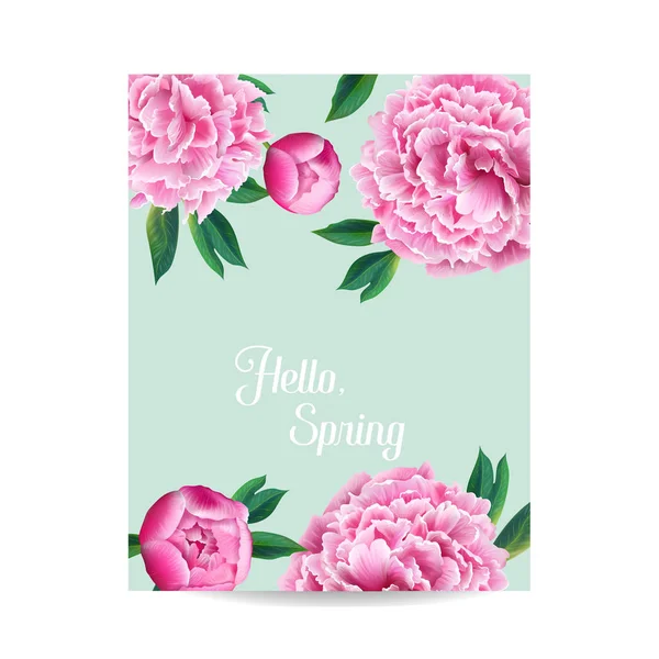 盛开的春天和夏日的花朵图案。水彩粉红色牡丹花为请柬, 婚礼, 婴儿沐浴卡, 海报, 横幅。矢量插图 — 图库矢量图片